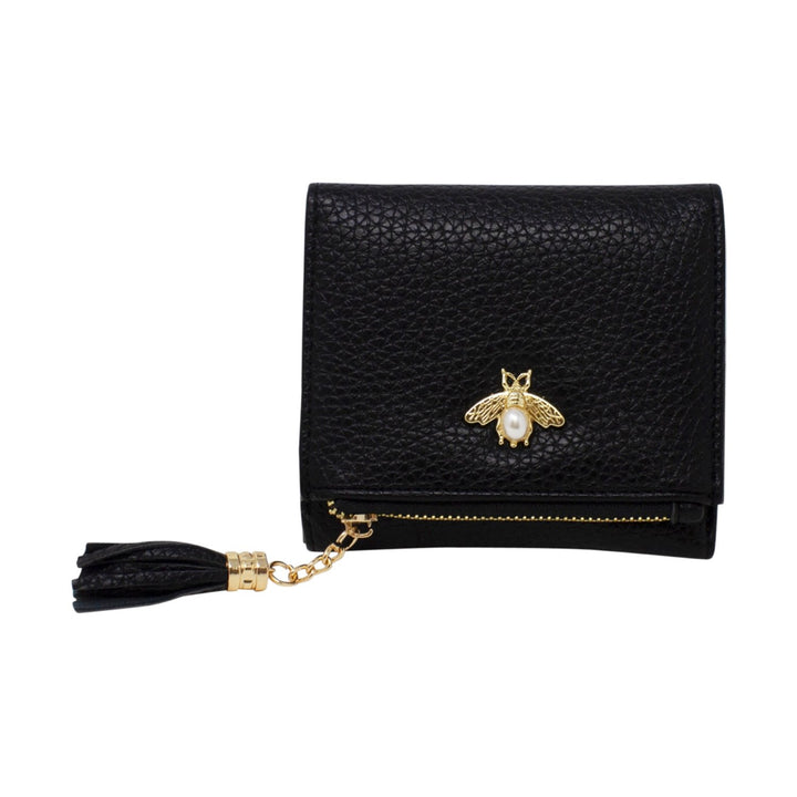 Tri-Fold Small Purse with Bee Decoration