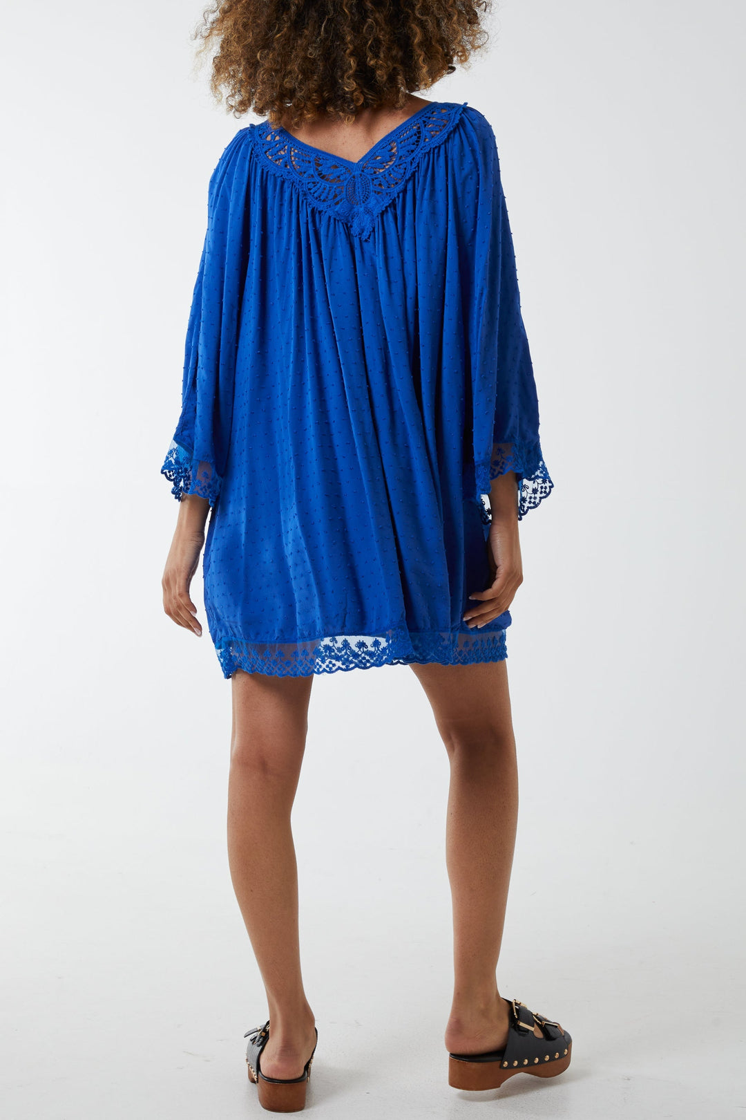 Lace Hem Broderie Collar Mini Dress