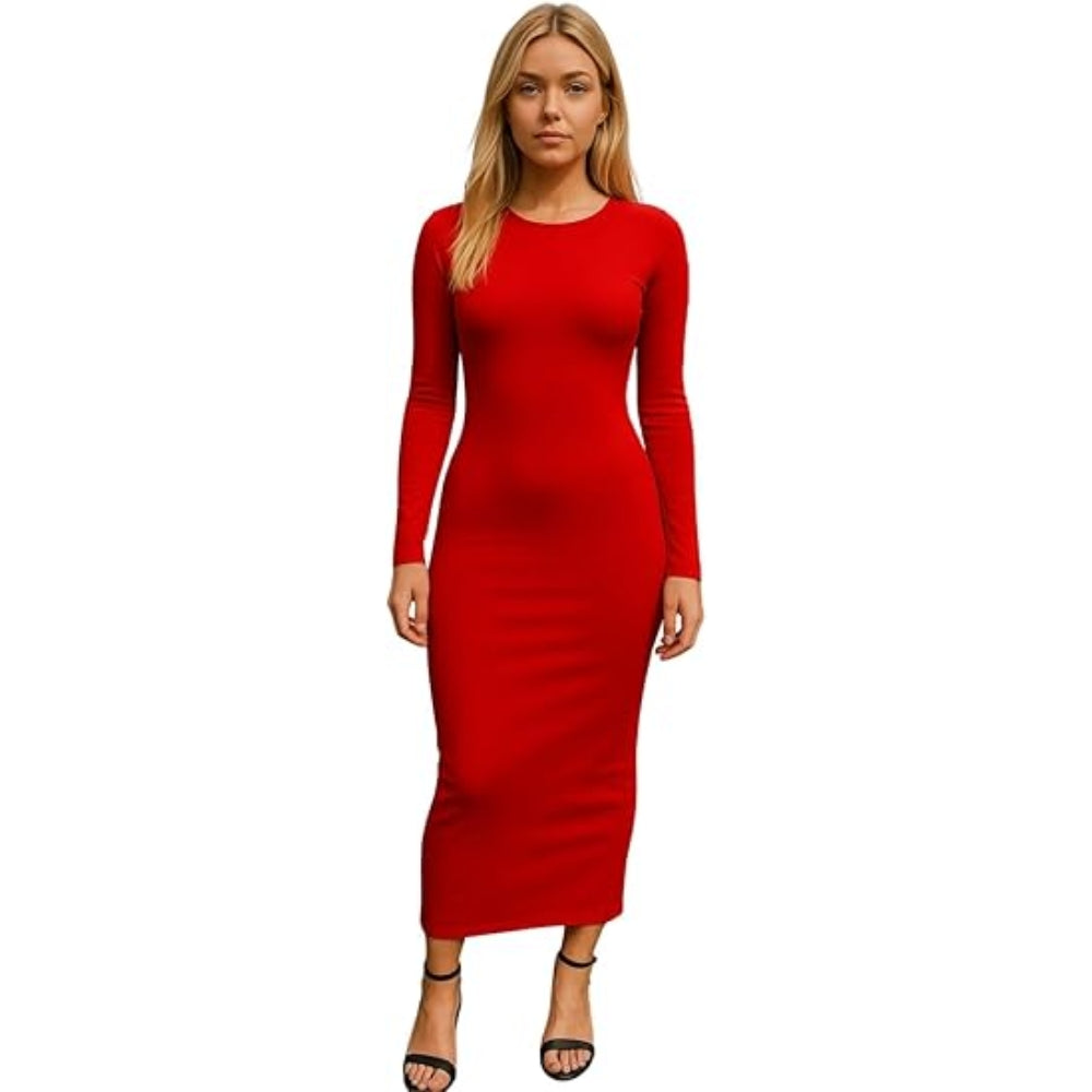 Bodycon Midi Dress Long Sleeve