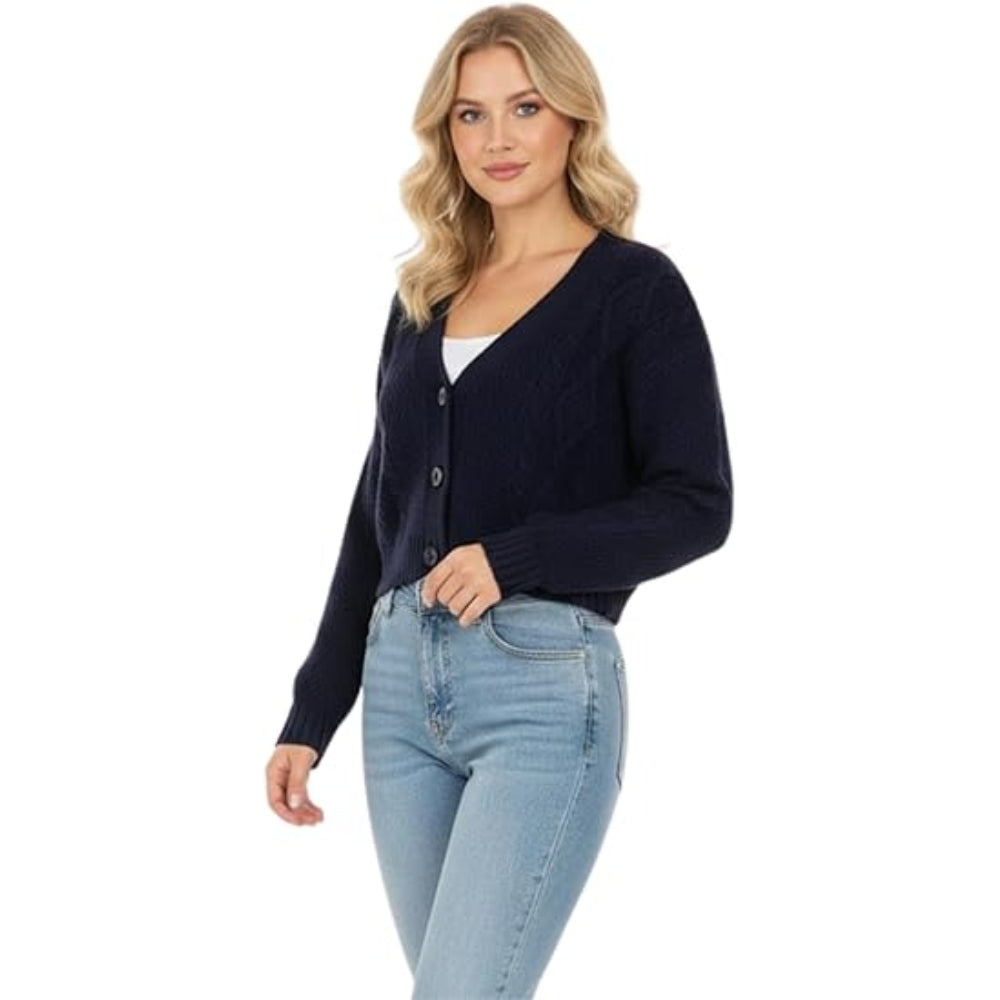 Chunky Cable Knit Cropped Cardigan Women