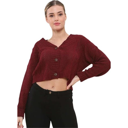 Chunky Cable Knit Cropped Cardigan Women