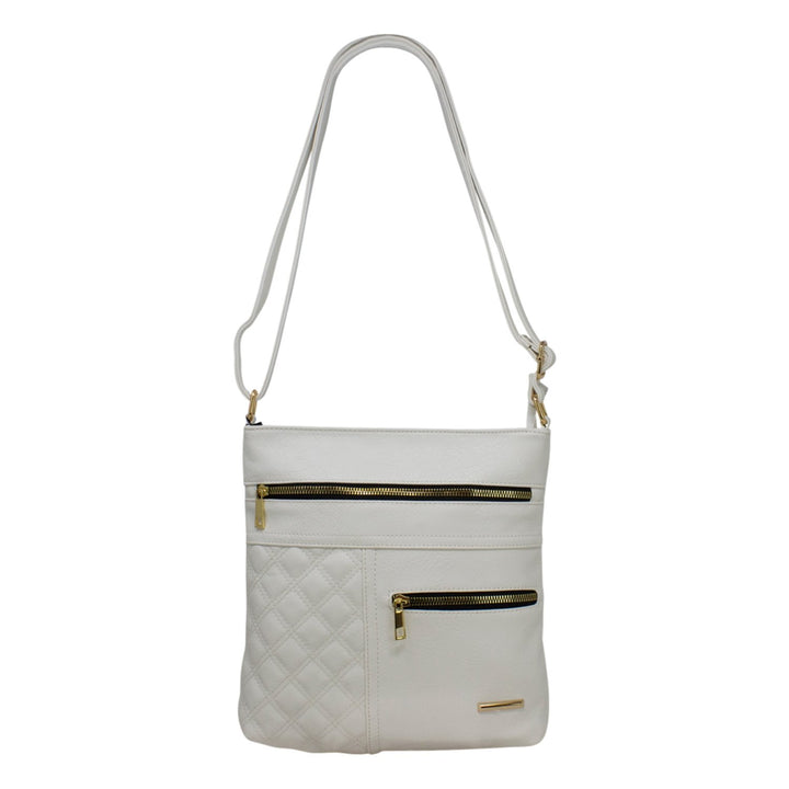 Double Front Zip Crossbody with Quilted Pattern