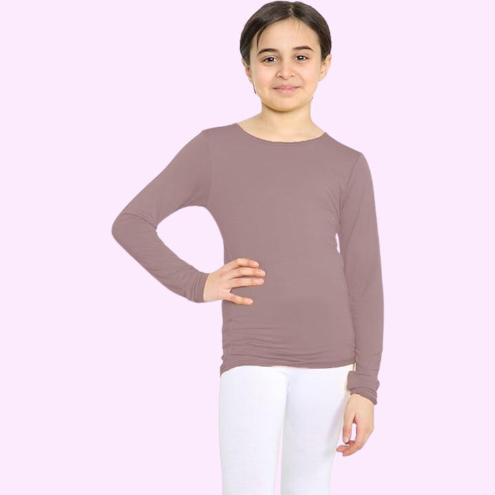 Girls Long Sleeve Round Neck Basic Top