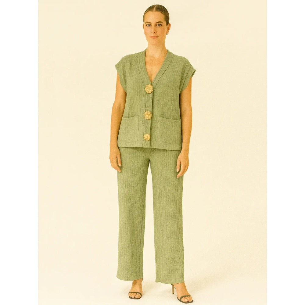 3-gold button short sleeve set