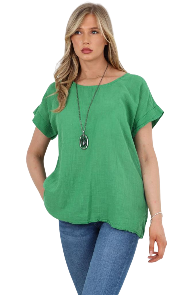 Italian Short Sleeve Necklace Top