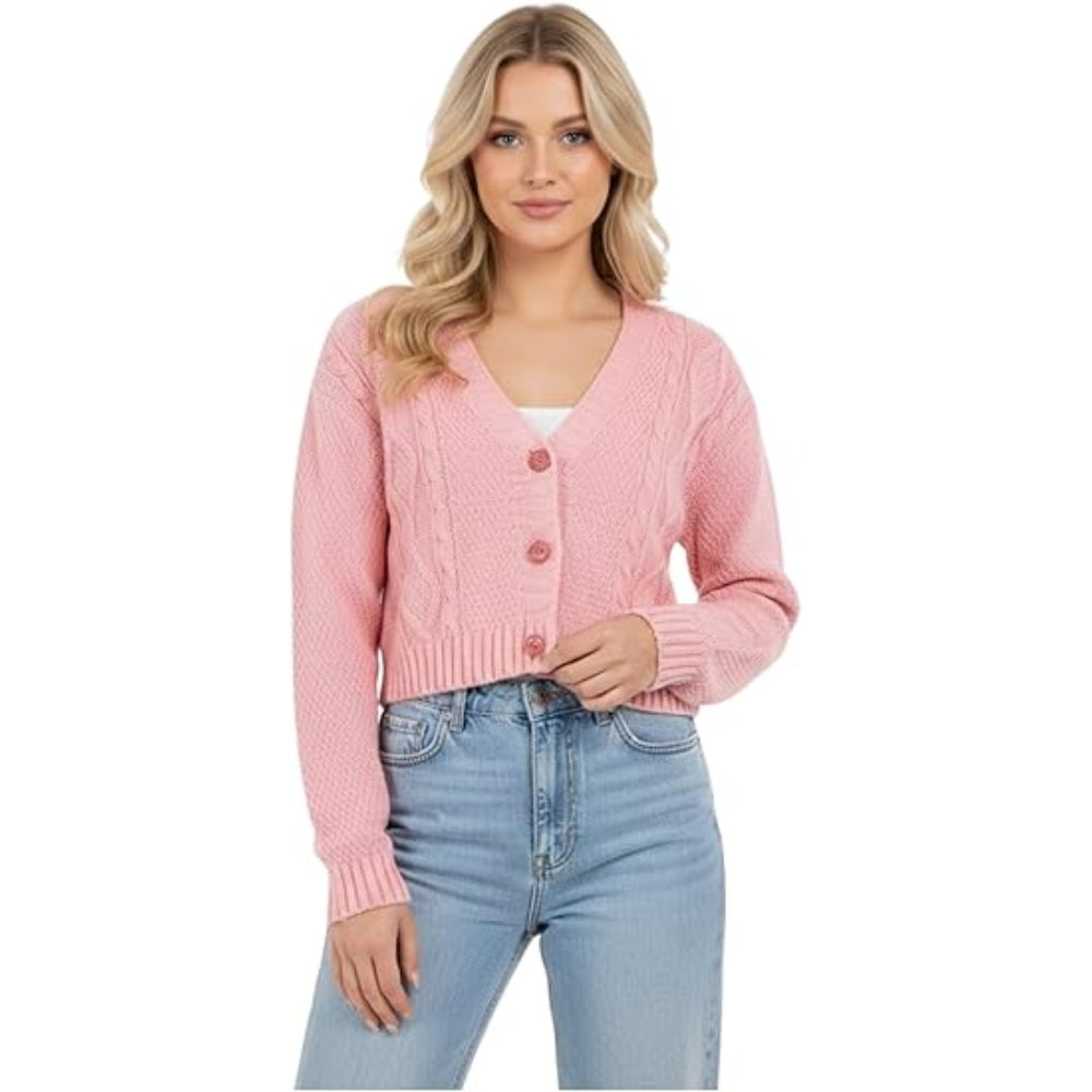 Chunky Cable Knit Cropped Cardigan Women