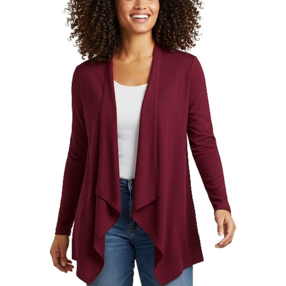 Women Waterfall Cardigan Open Front Draped Blazer