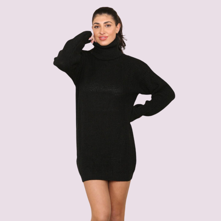 Polo Roll Neck Ribbed Knitted Florescent Jumper