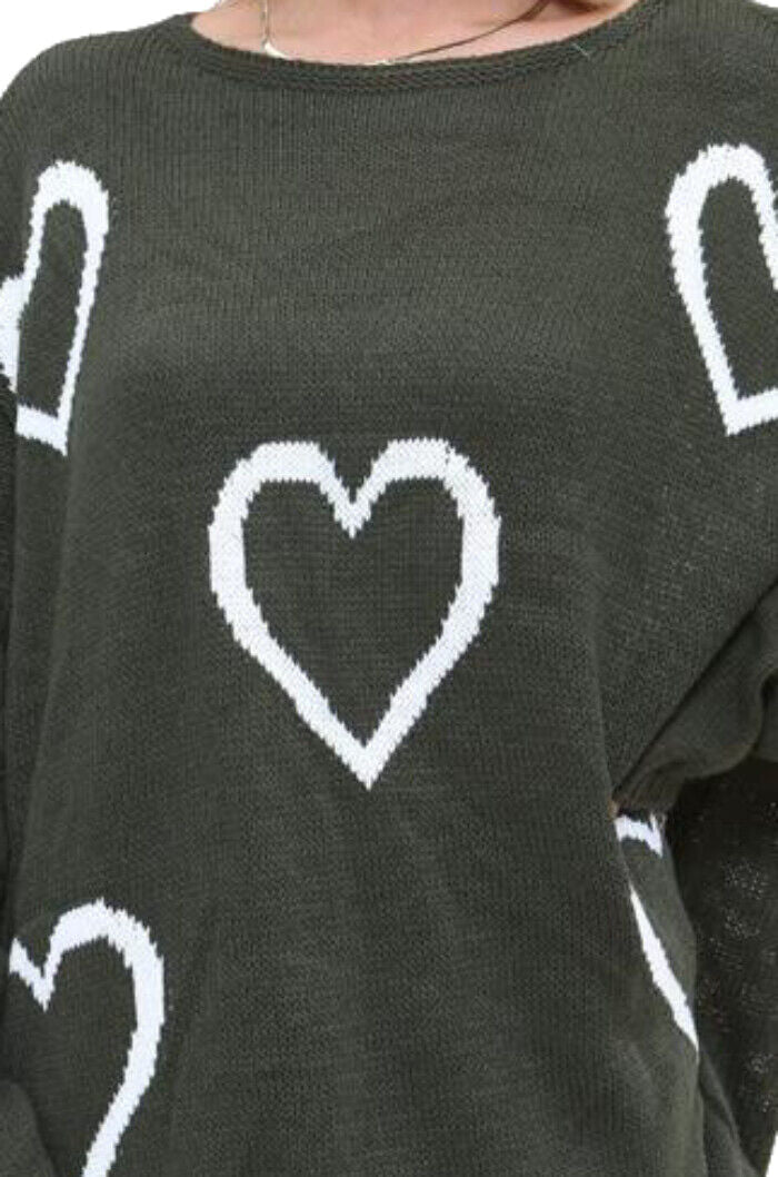 Heart Print Oversized Jumper