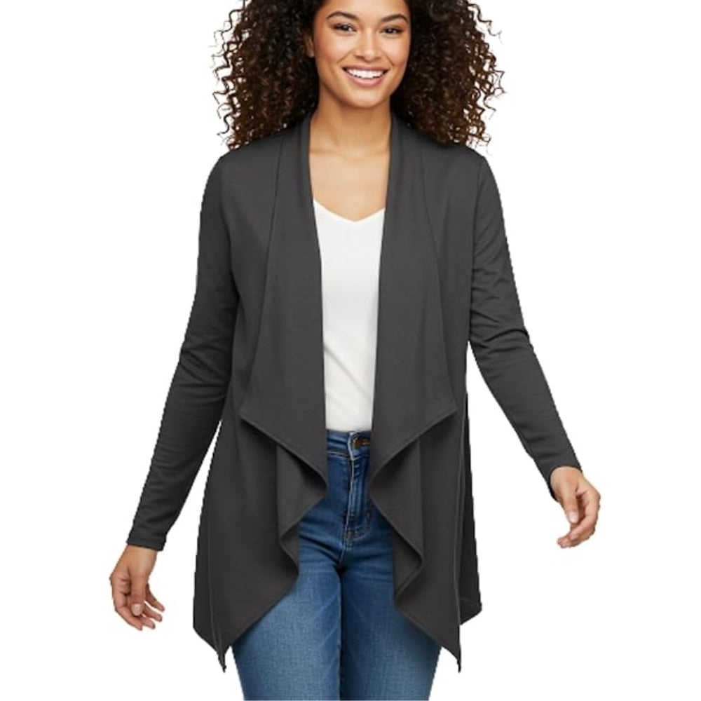 Women Waterfall Cardigan Open Front Draped Blazer