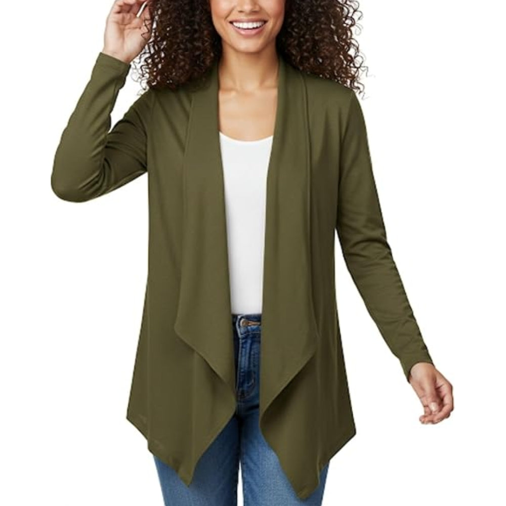 Women Waterfall Cardigan Open Front Draped Blazer