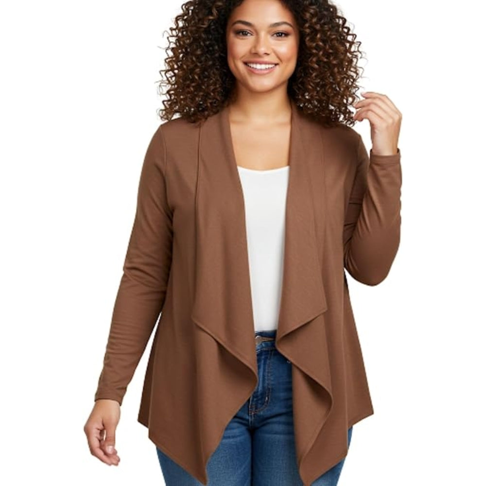 Women Waterfall Cardigan Open Front Draped Blazer