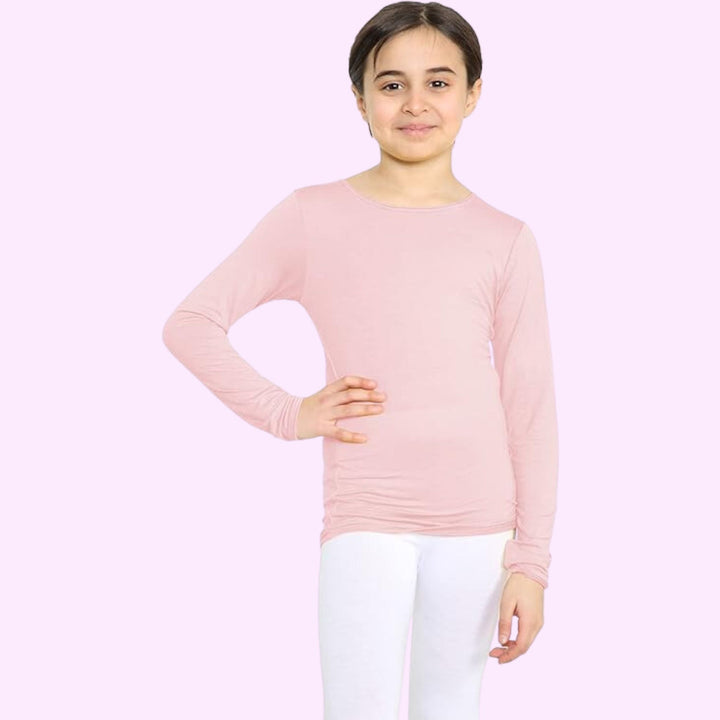 Girls Long Sleeve Round Neck Basic Top