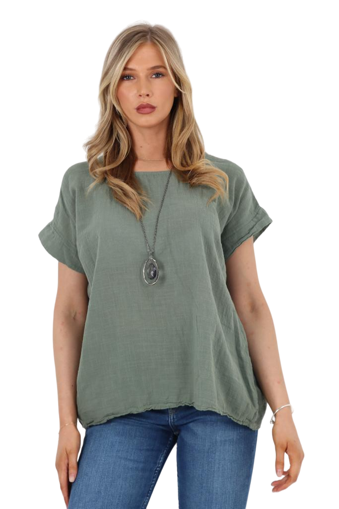 Italian Short Sleeve Necklace Top