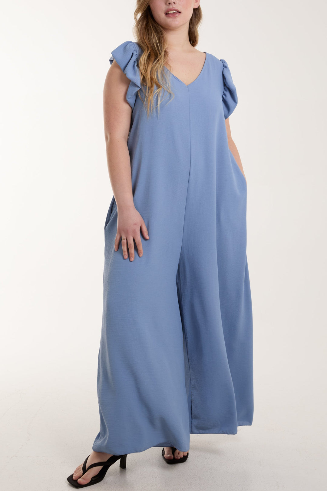 Ruffle Sleeve Wide Leg Jumpsuit