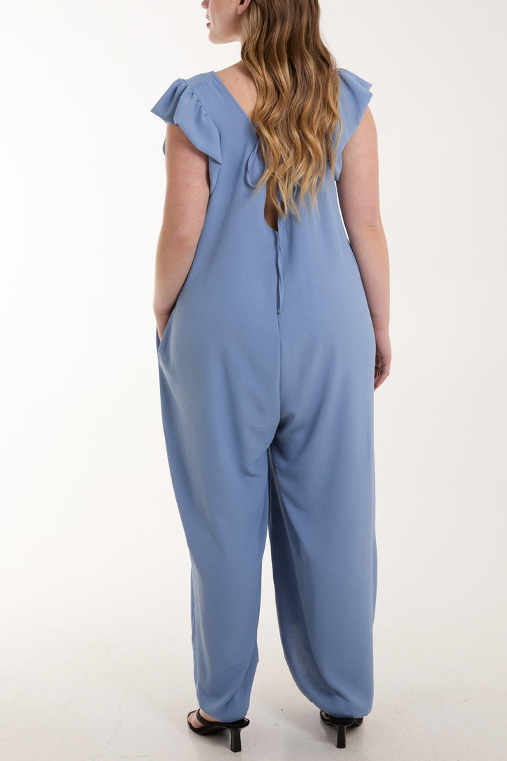 Ruffle Sleeve Wide Leg Jumpsuit