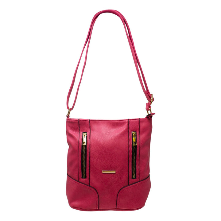 Ladies Double Front Zip Crossbody