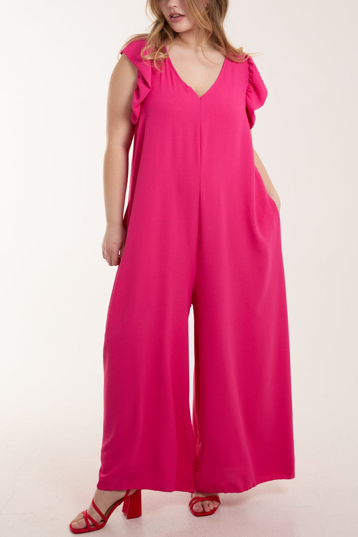 Ruffle Sleeve Wide Leg Jumpsuit