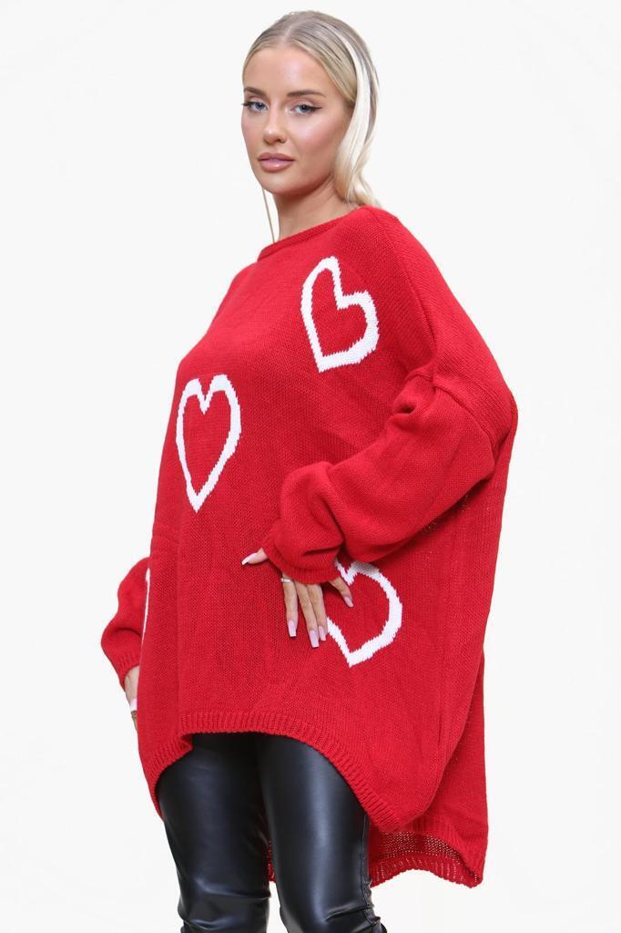 Heart Print Oversized Jumper