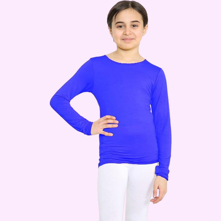 Girls Long Sleeve Round Neck Basic Top