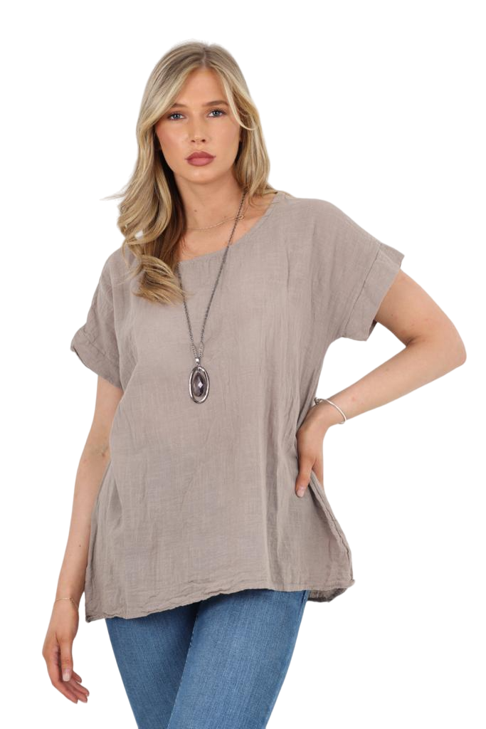 Italian Short Sleeve Necklace Top