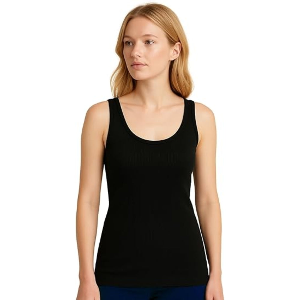Women Ribbed Vest Top Longline Scoop Neck Tank