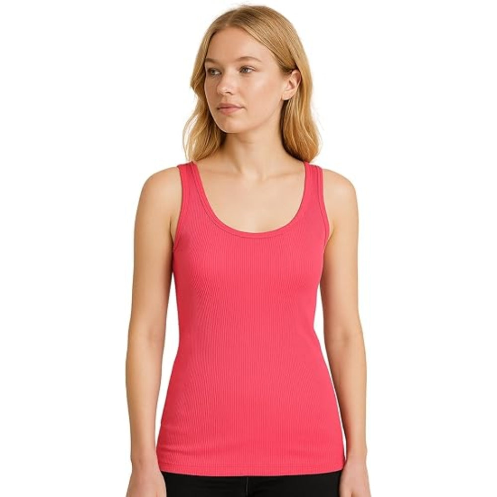 Women Ribbed Vest Top Longline Scoop Neck Tank