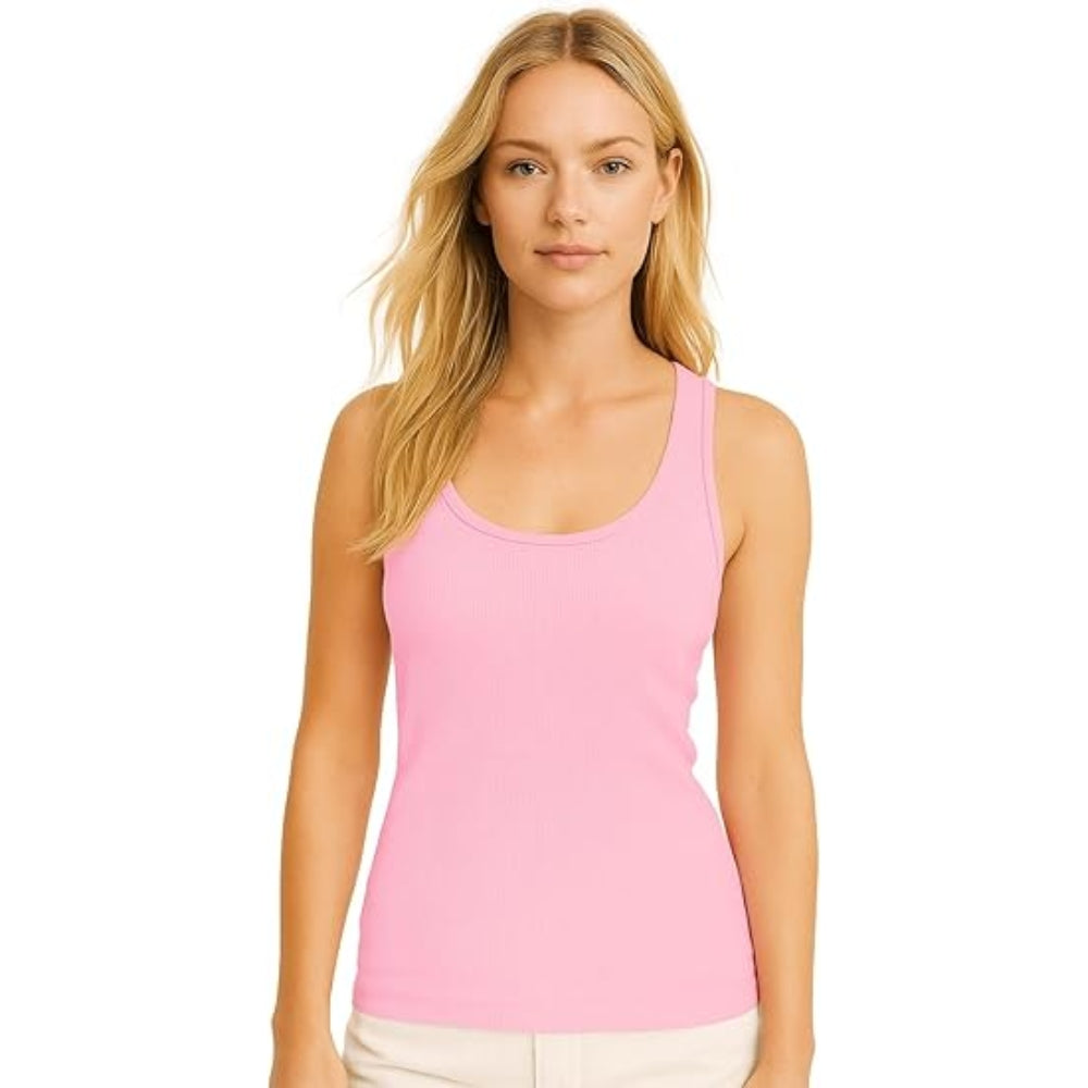 Women Ribbed Vest Top Longline Scoop Neck Tank