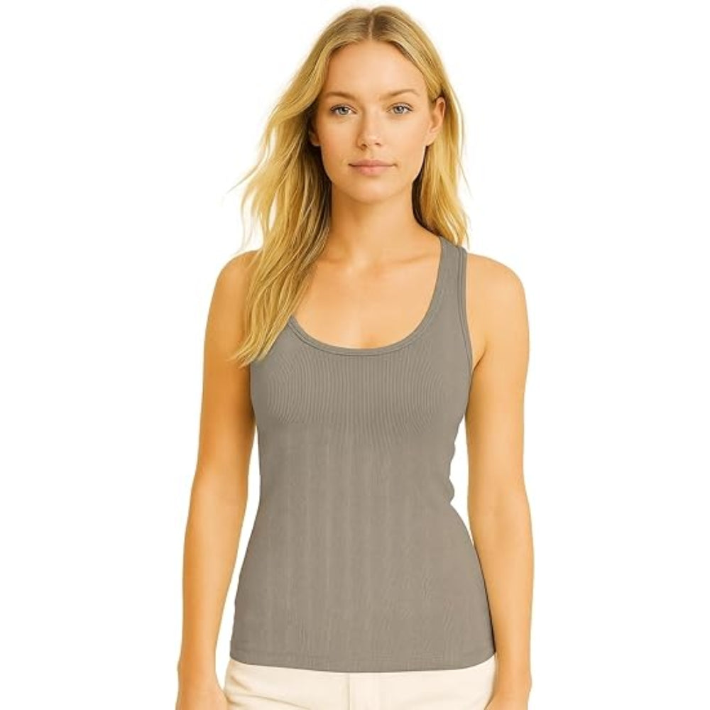 Women Ribbed Vest Top Longline Scoop Neck Tank