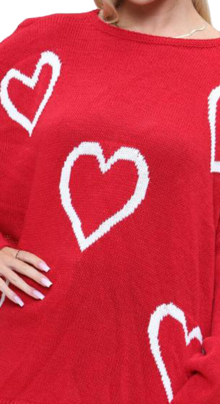 Heart Print Oversized Jumper