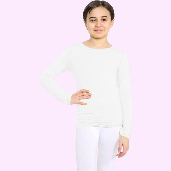 Girls Long Sleeve Round Neck Basic Top