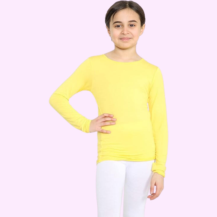 Girls Long Sleeve Round Neck Basic Top