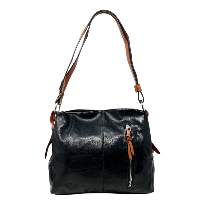 Due-Compartments Zipped Shoulder/Crossbody Bag