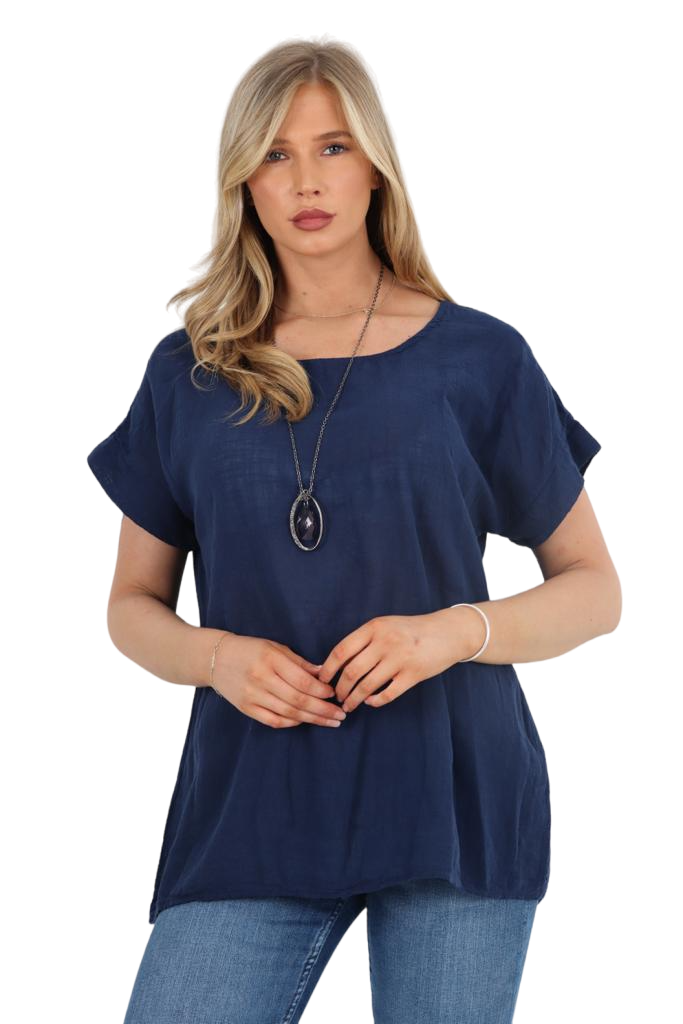 Italian Short Sleeve Necklace Top