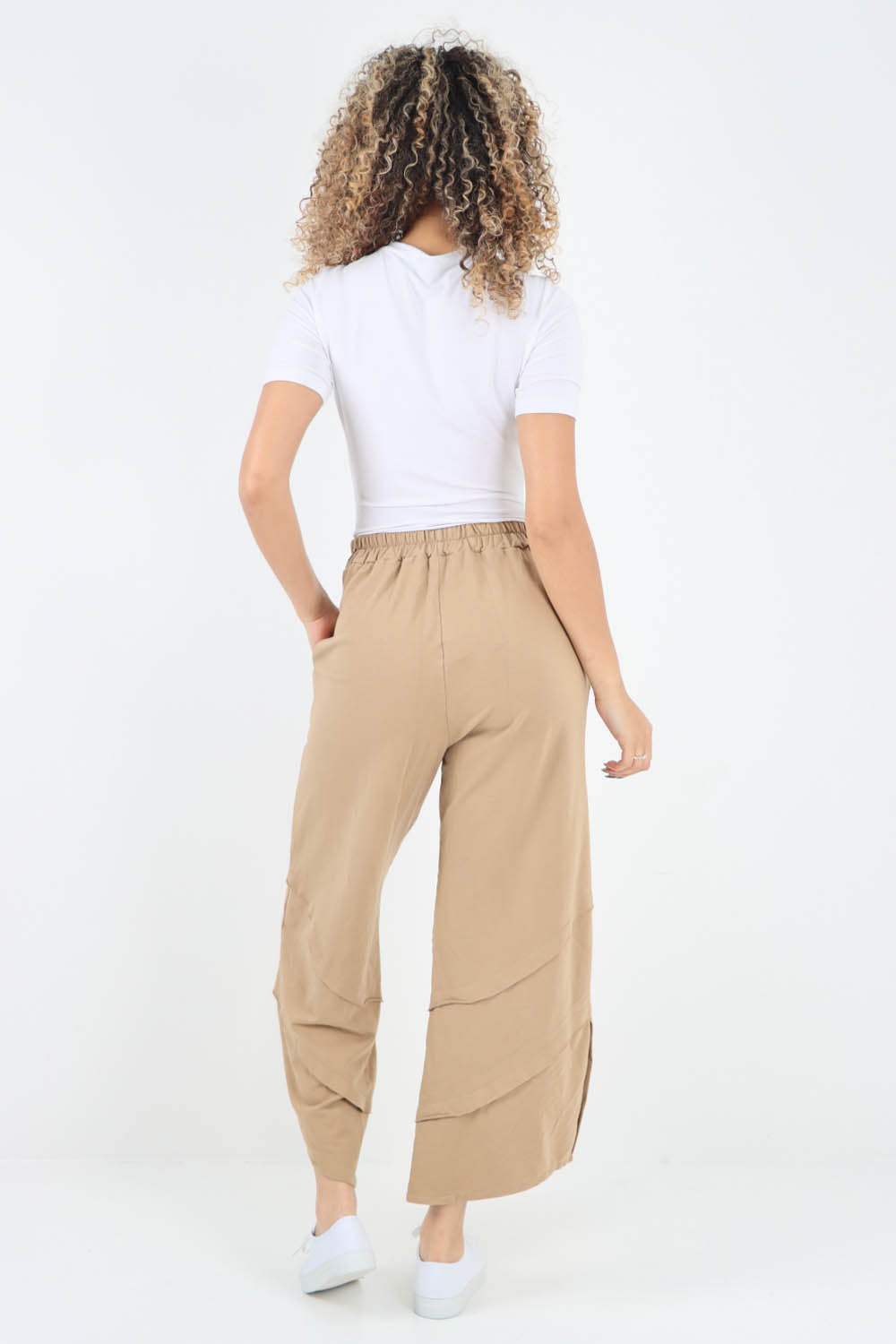 Plain Button Hem Pocket Trouser
