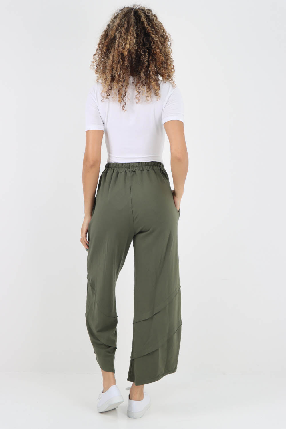 Plain Button Hem Pocket Trouser