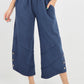 Navy Blue- Plain Button Hem Pocket Trouser