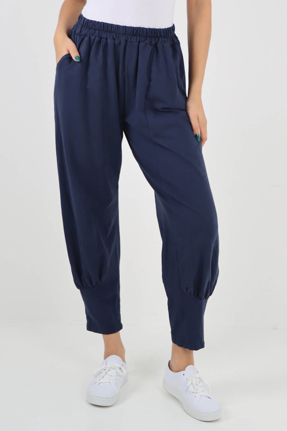 Navy Blue-Plain Pannelled Pocket Trouser
