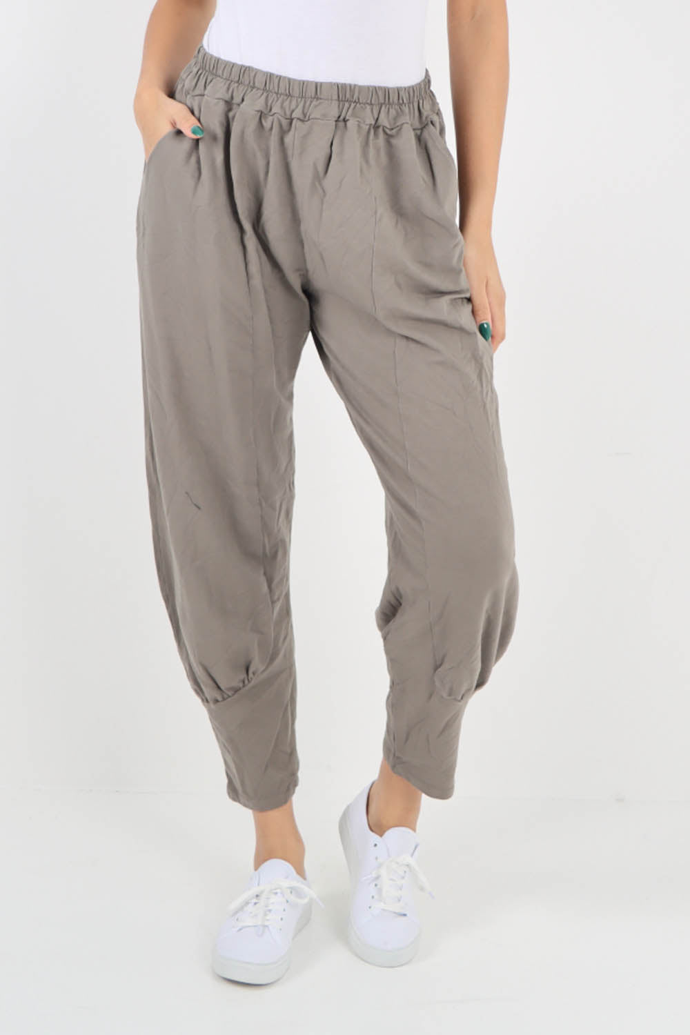 Stone-Plain Pannelled Pocket Trouser