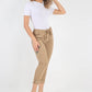 Plain Drawstring Back Pocket Magic Pants