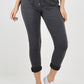 Charcoal-Plain Drawstring Back Pocket Magic Pants