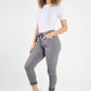 Plain Drawstring Back Pocket Magic Pants