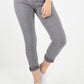 Plain Drawstring Back Pocket Magic Pants