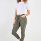 Plain Drawstring Back Pocket Magic Pants