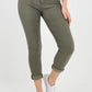 Plain Drawstring Back Pocket Magic Pants