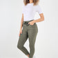 Plain Drawstring Back Pocket Magic Pants