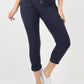 Navy Blue-Plain Drawstring Back Pocket Magic Pants