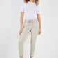 Nude-Plain Drawstring Back Pocket Magic Pants