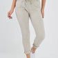 Plain Drawstring Back Pocket Magic Pants