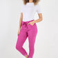 Plain Drawstring Back Pocket Magic Pants